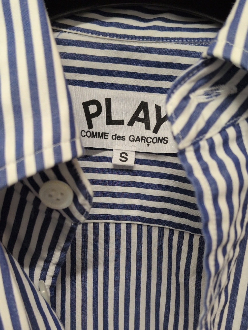 Comme des Garçons PLAY Blue and White Striped Men's Shirt